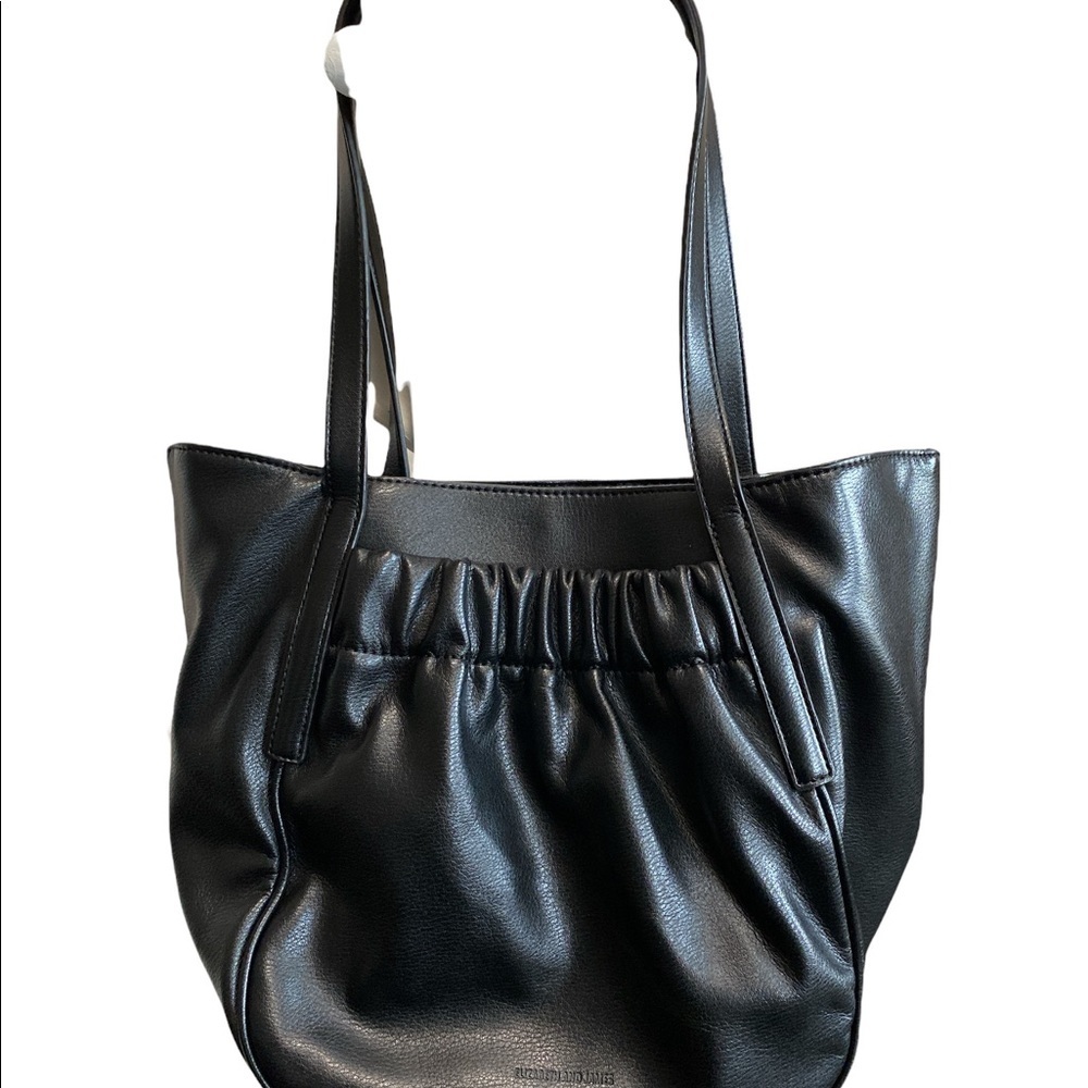 Elizabeth and James Gather tote Black Purse Square Bucket Buttery Soft